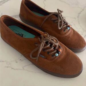 Vans Brown Suede Shoes with Bead Accents